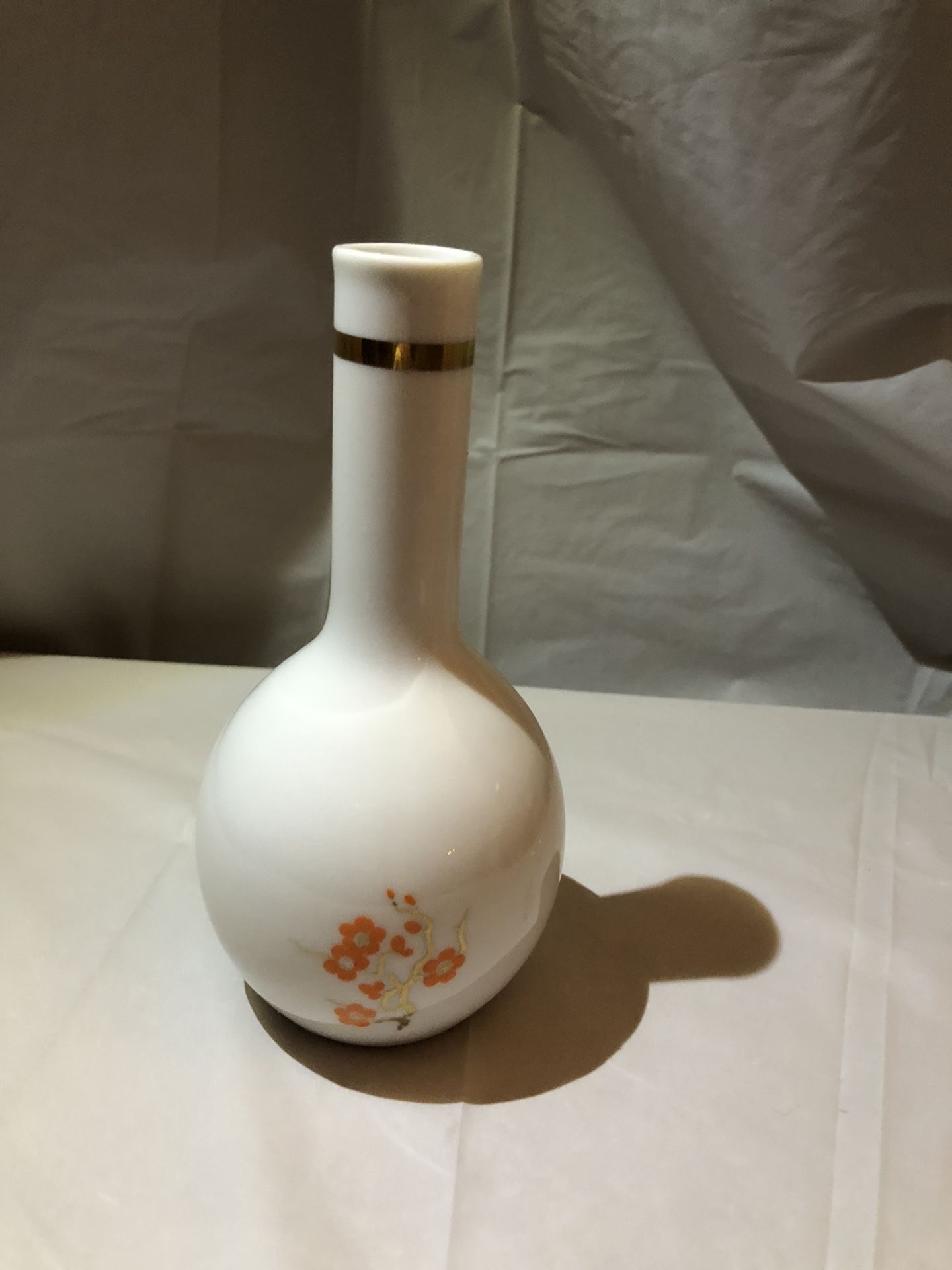 Vintage Orange Blossoms On White Mikasa 6” Bud Vase