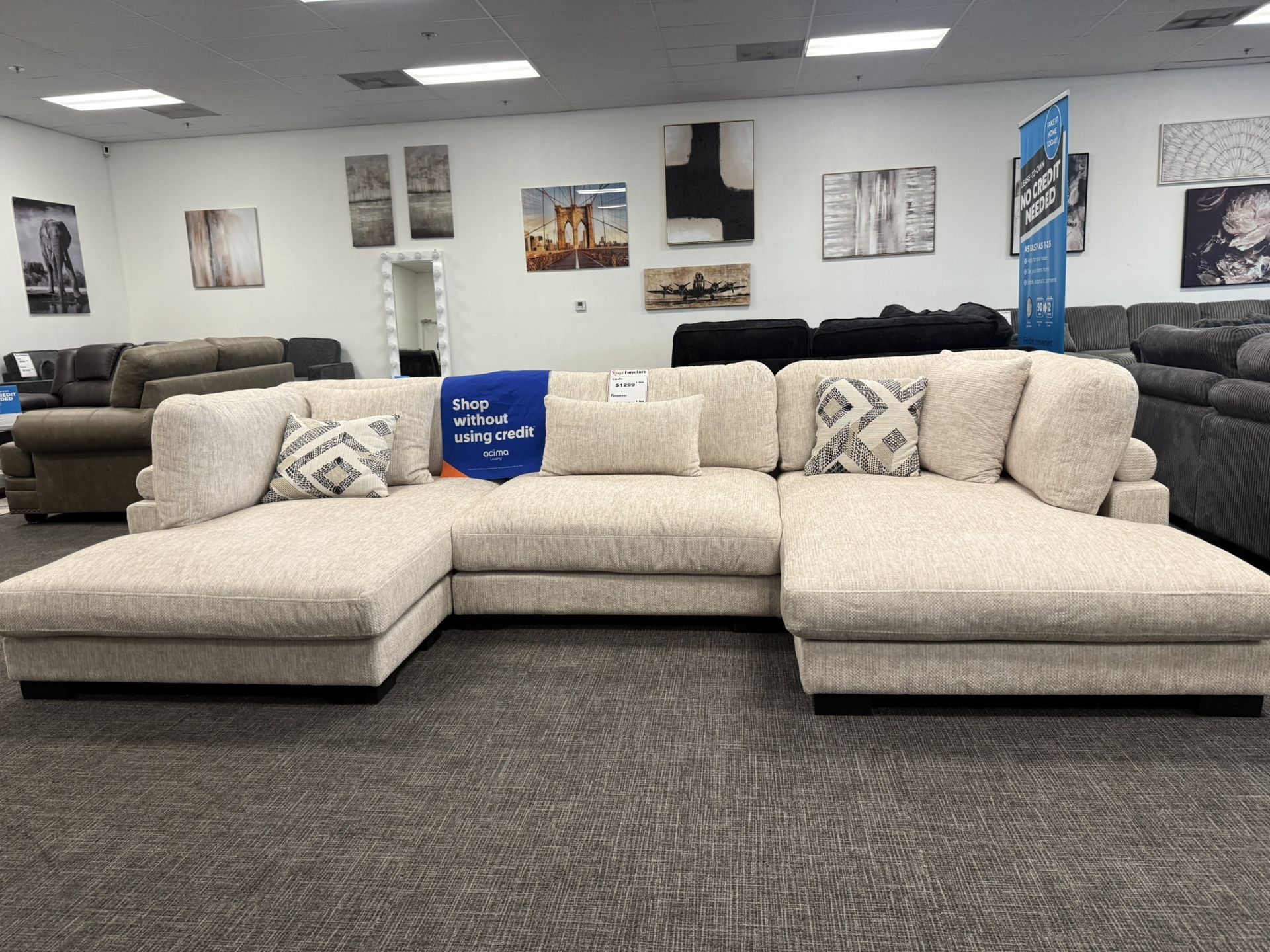 Beige Sectional Double Lounge Set - $0 Down Financing Available