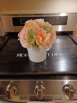 Pink Flowers in White Ceramic Vase