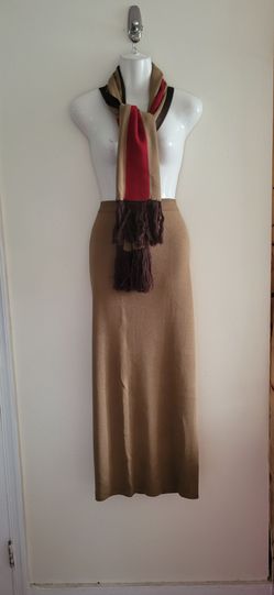 Vtge Adrianna Papell Beige Multi Striped Scarf and Maxi Skirt Set Size 2XL / NWOT