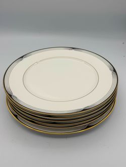 6 Pc Lenox Erica Debut Collection White Bone China 10.75" Dinner Plates Japan
