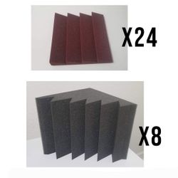 Studio Foam Acoustic Panels set: 24 red and 8 Corners gray 