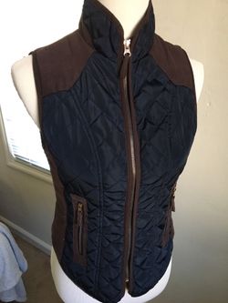 Navy & Brown Quilted Vest Women’s