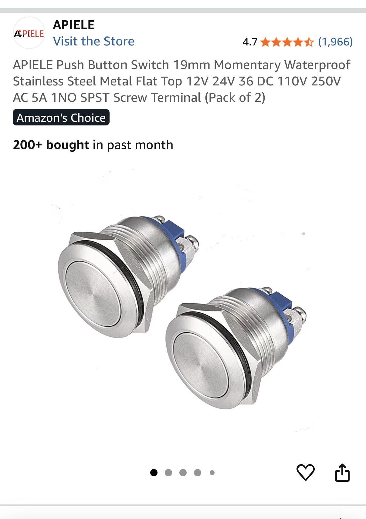 Stainless Steel Push Button Switch