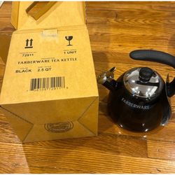 Farberware Tea Kettle Boil Water Black Ergonomic Kitchen