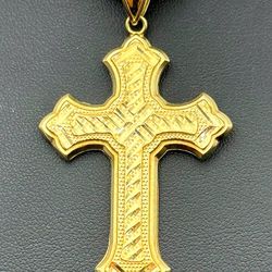 10k solid yellow gold Big Cross Pendant Charm