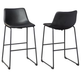 Black Faux Leather Bar Stools 4 chairs