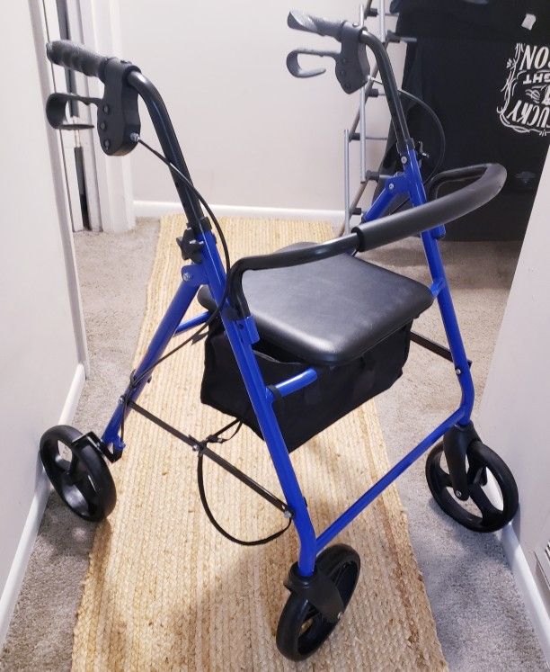 Walker, Gardian 4 Wheel With Brakes, Seat, Storage Bag, and Adjustable Handles