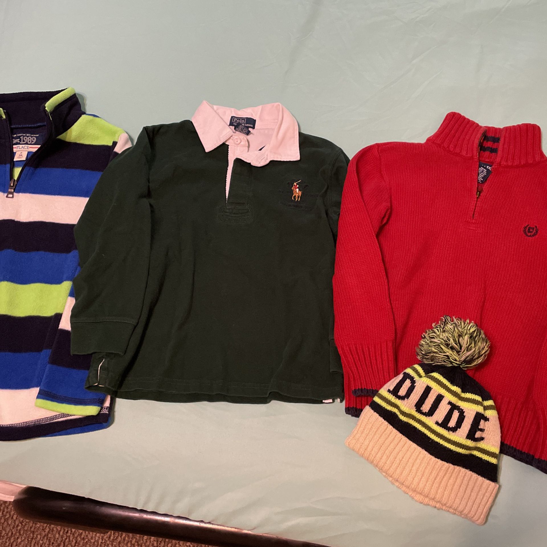 Boys Size 5/6 Small Polo By Ralph Lauren Chaps Children’s Place Winter Shirts And Toboggan Cap