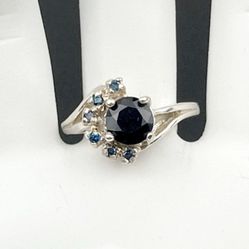 Black Sapphire-Blue Diamond Ring