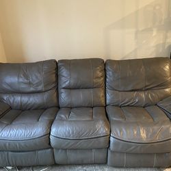 Gray Leather Recliner Couch