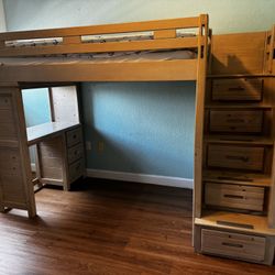 Tween Wood Bed With Desk  and no Mattress