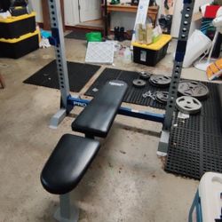 Bench Press Rack /Weights And Barbell 