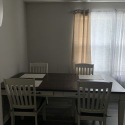 Country Lane Antique White Dinning Table W Chairs 