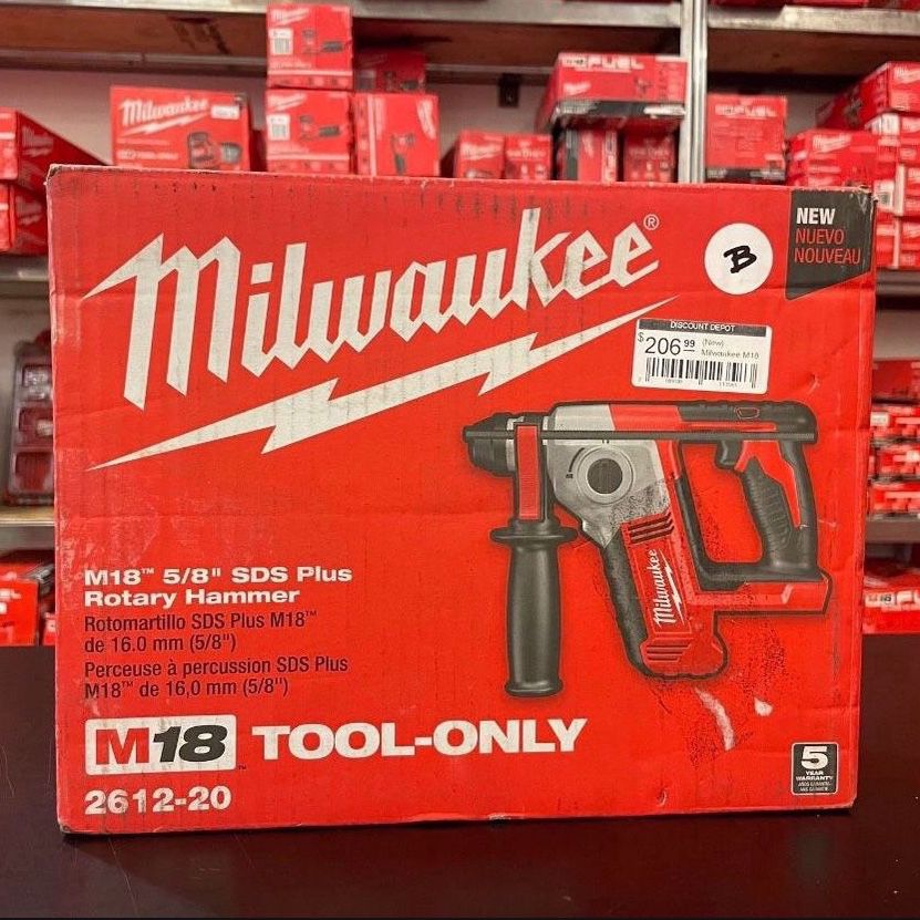 Milwaukee M18 18V Lithium-Ion Cordless 5/8 in. SDS-Plus Rotary Hammer (Tool-Only) 2612-20