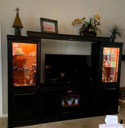 Large 4 piece black entertainment center