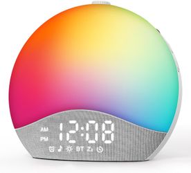 Sunrise Alarm Clock Sound Machine, Upgraded Backlit Buttons, 26 Soothing Sounds, White Noise Machine Night Light, Bluetooth Speaker Wake Up Light for 
