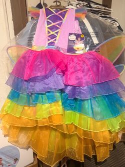 Girls Rainbow Unicorn Costume Dress Size M