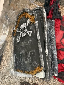 Halloween lawn decor! Fences and tomb stones!
