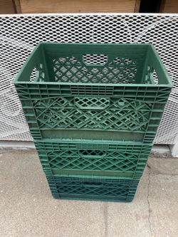 Green Plastic Milk Crates Three Available