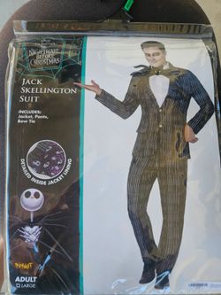 Jack Skellington Suit Spirit Halloween Costume - Adult Large - Like New With Mask