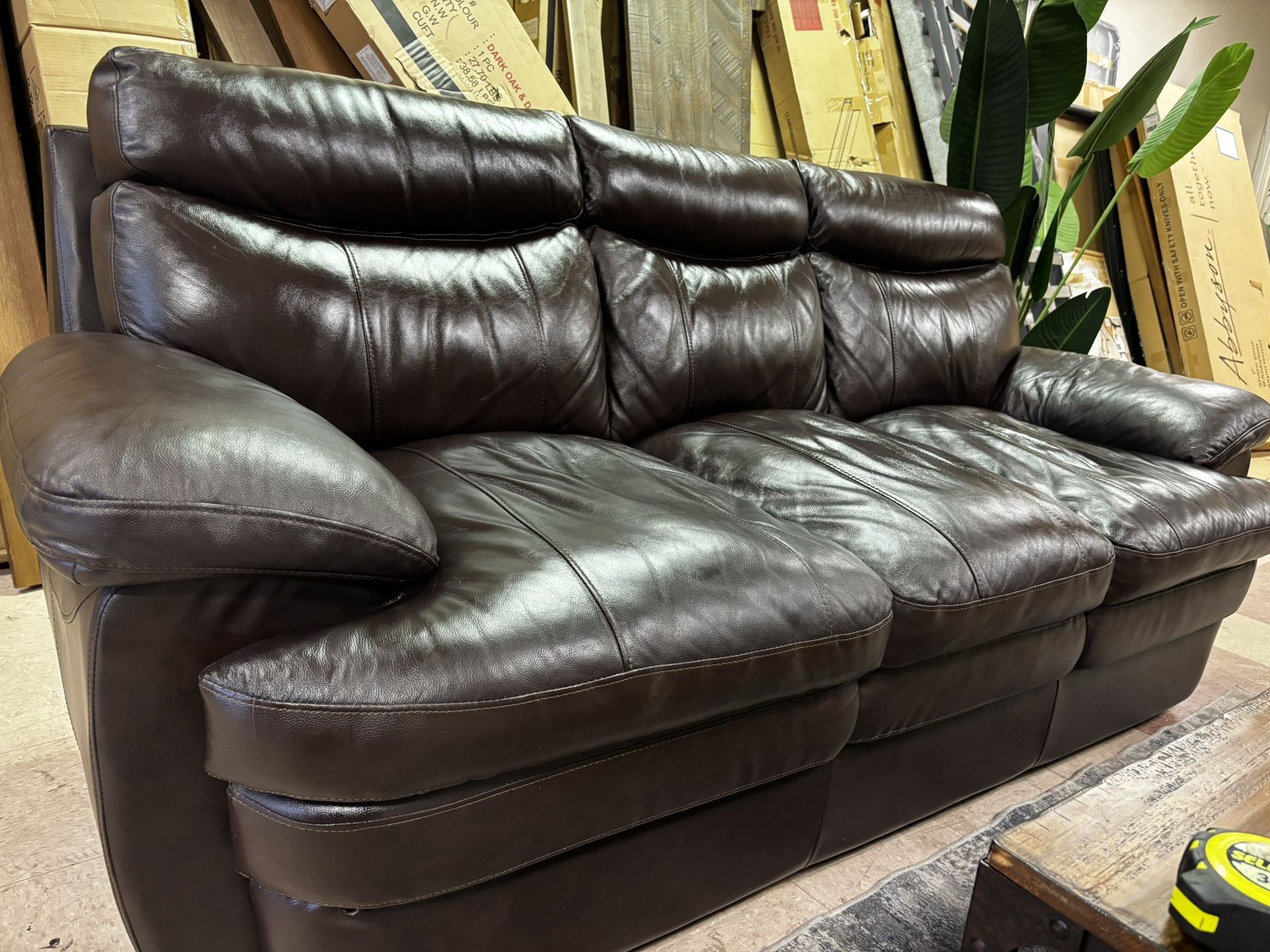 Brown Espresso color leather 3 seater couch, delivery available for ...