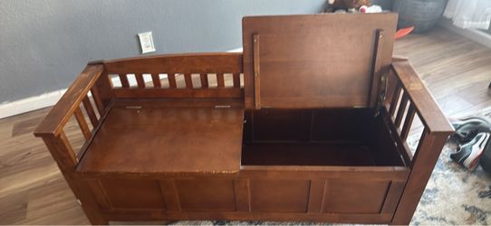 Wooden bench and storage