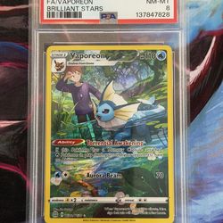 Vaporeon TG02/TG30 Brilliant Stars Full Art PSA 8