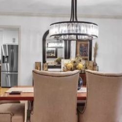 Modern Crystal Drum Chandelier – Black – 26–28” 