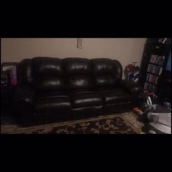 Brown Leather Looking Couch Recliner Great Shape $150