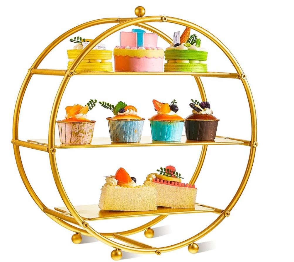 Gold Metal Tiered Cupcake Stand