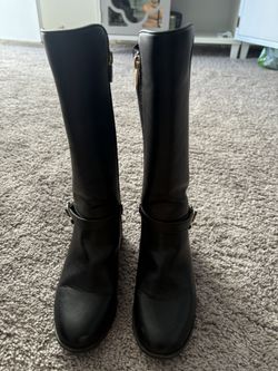 Black Leather Kids Boots