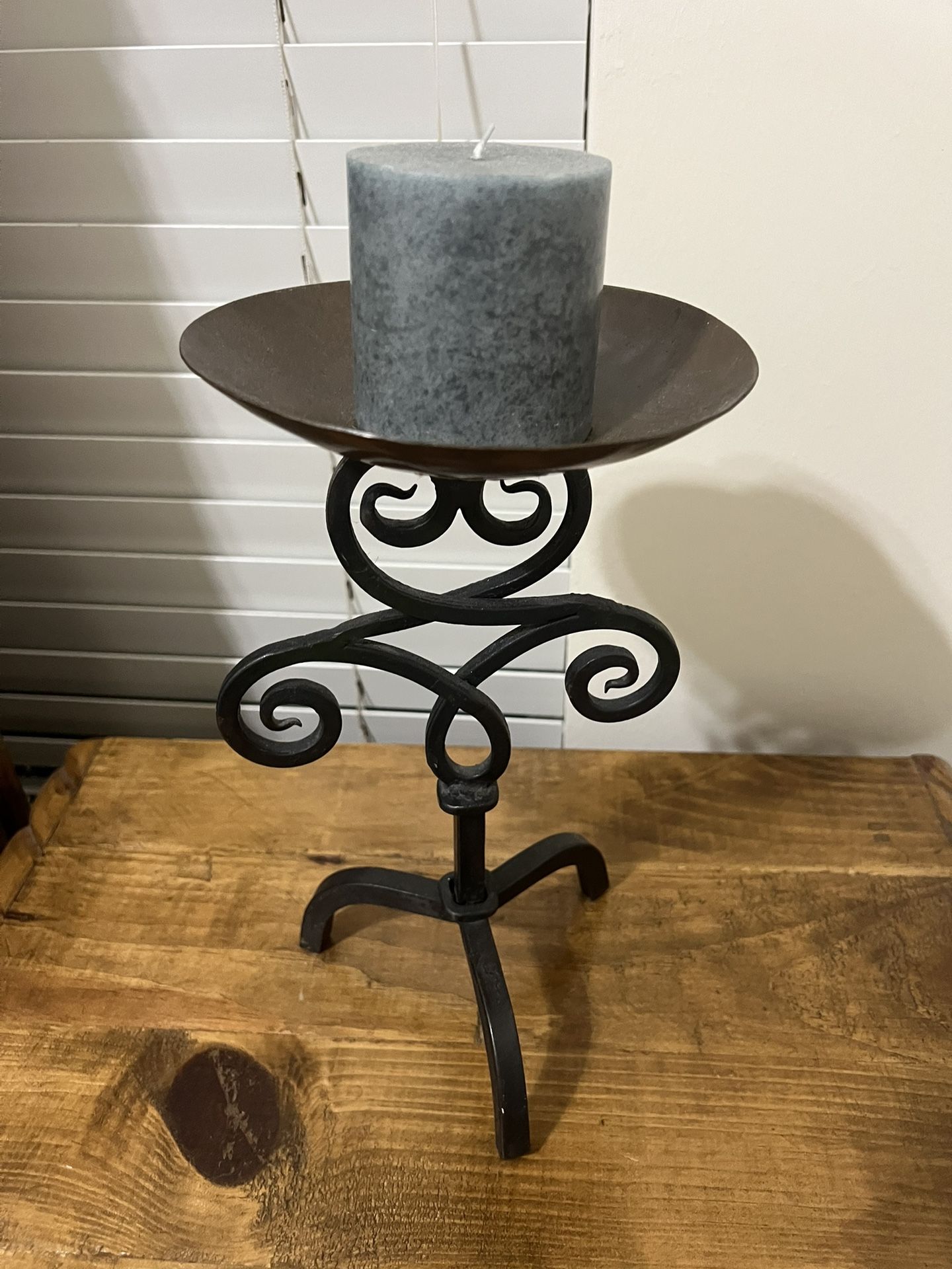 Antique Brass Metal Candle Holder ( Bonus Candle Included )