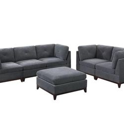 Brand New Grey Super Plush Chenille Modular Sofa Set
