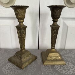 BRASS: Candlestick Holders set of 2, 8in’ tall