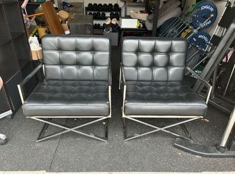 Black Faux Leather and Chrome Arm Reception Chairs