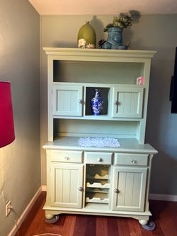 Sage Green Buffet Hutch with Wine Rack