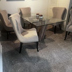 Glass Top Dining Table with 6- Chairs