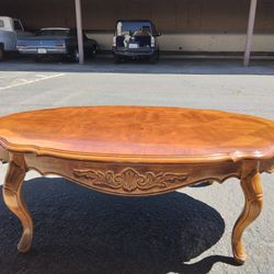 Living Room Oak Wood Table 90% NEW Dimensions Top 4 Feet X 2 Feet X Tall  22 " Have Cravings Art Around Side Table/ NO SCRATCH  