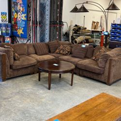 Wood Trim Down Filled Sectional Couch 