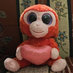 VALENTINES  DAY  BEANIE  BABIES "CHARMING"  THE RED MONKEY PLUSH  TOY  