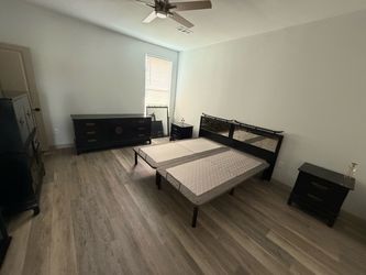 King sized bed frame and bedroom set
