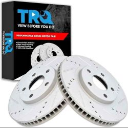 Front Brake Rotor Drilled Slotted Pair for 2000-04 Cadillac Deville, 1998-02 Chevrolet (3300)