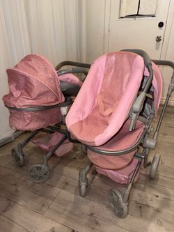 POTTERY BARN Pink Glitter Convertible 3-in-1 Doll Stroller