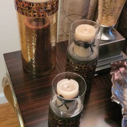 3 Piece Candle Set Highest=10"Hx4.4Wx4.5D