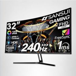 SANSUI 32 Inch Curved 240Hz Gaming Monitor