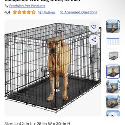 Precision® Pet Products 2-Door Great Crate, 42" x 28" x 31" - Black