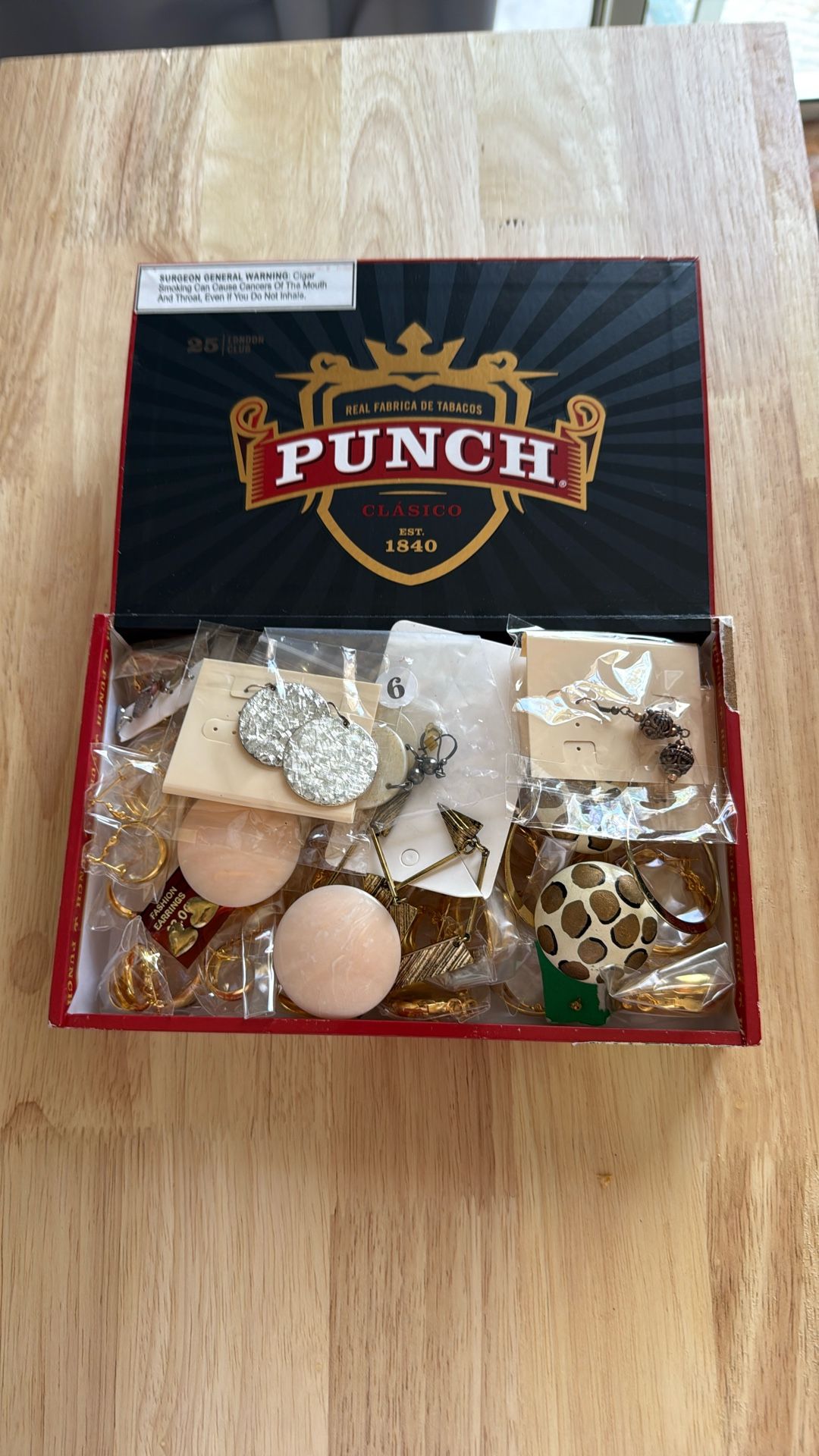 Cigar Box Of Earrings