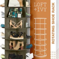 7 Tier Rotating Shoe Rack Tower – 360° Spinning Storage Organizer, Modern Round Shoe Carousel for Closet, Entryway, Bedroom – Space Saving 