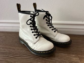 White Vegan Leather Dr Martens 1460 8 Eye (Women's)